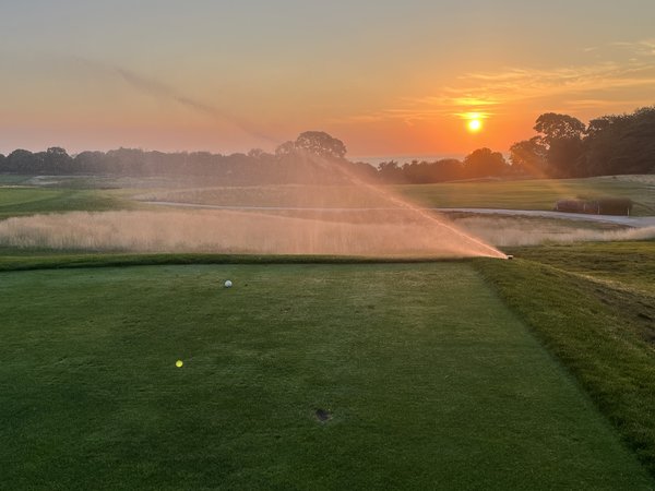 Irrigation running at first light